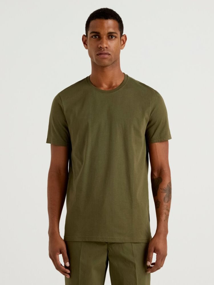 Benetton Kort Sleeve T-shirts Heren Groen | BE340327