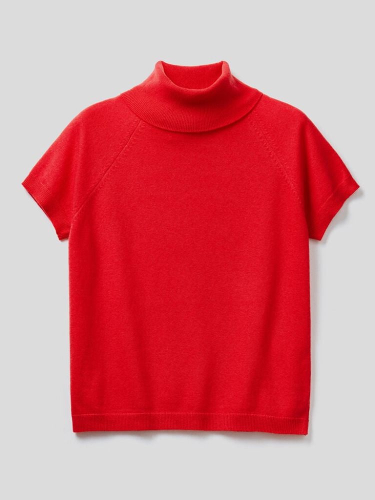 Benetton Kort Sleeve Turtleneck High Neck Sweaters Dames Rood | BE757705