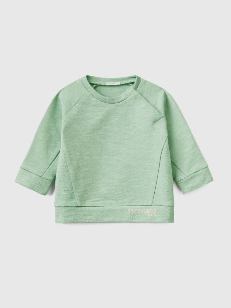 Benetton Lichtgewicht 100% Katoenen Sweatshirt Kinderen Lichtgroen | BE127416