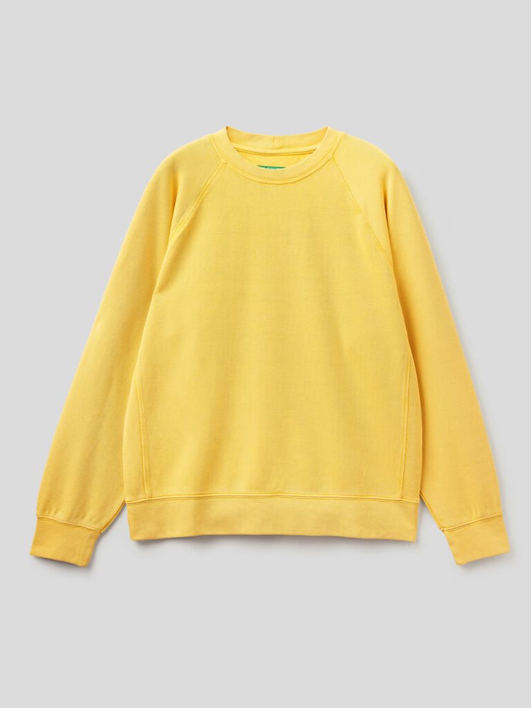 Benetton Lichtgewicht 100% Katoenen Sweatshirt Heren Geel | BE320497