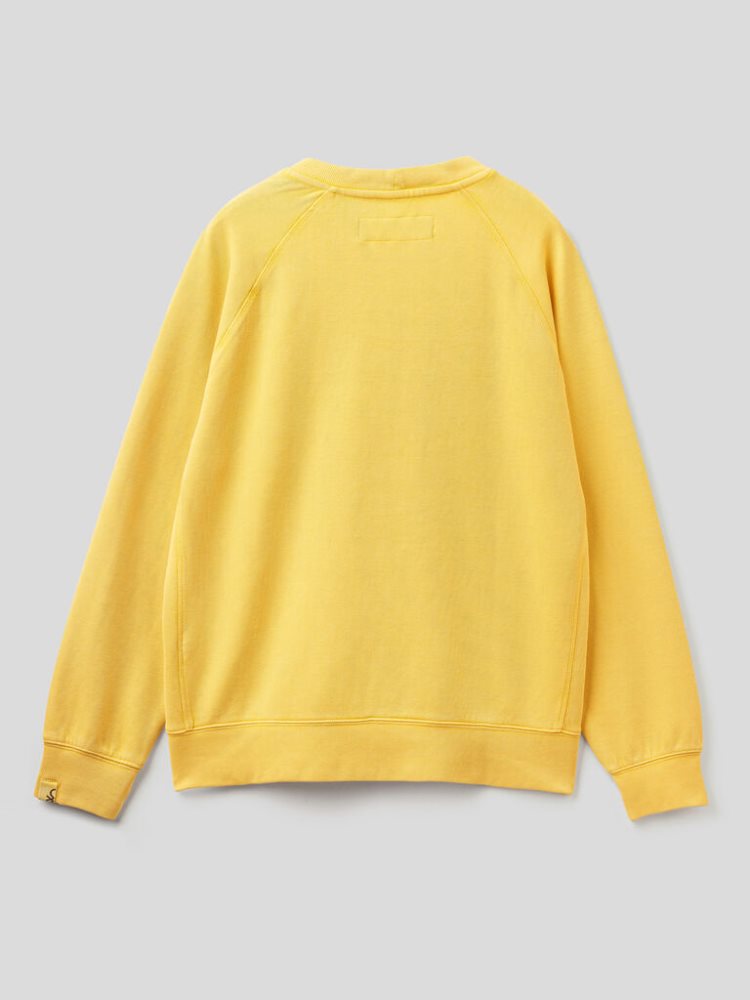 Benetton Lichtgewicht 100% Katoenen Sweatshirt Heren Geel | BE320497