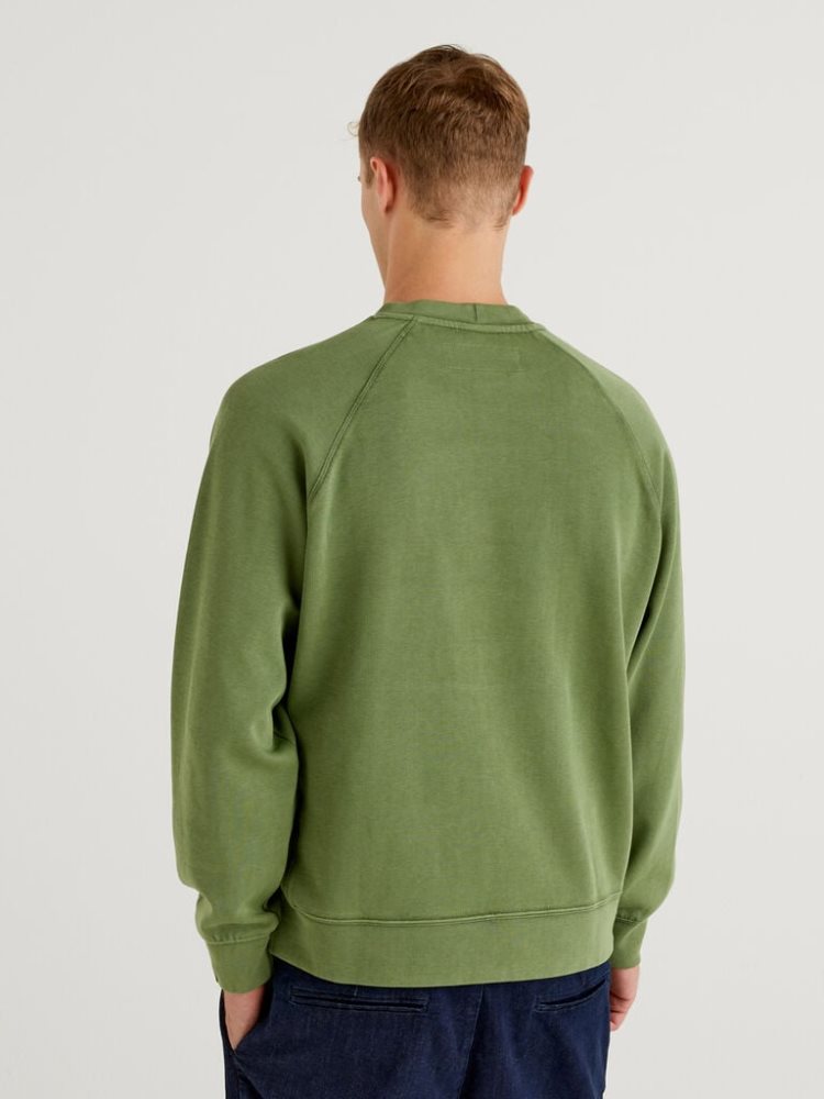 Benetton Lichtgewicht 100% Katoenen Sweatshirt Heren Groen | BE622925