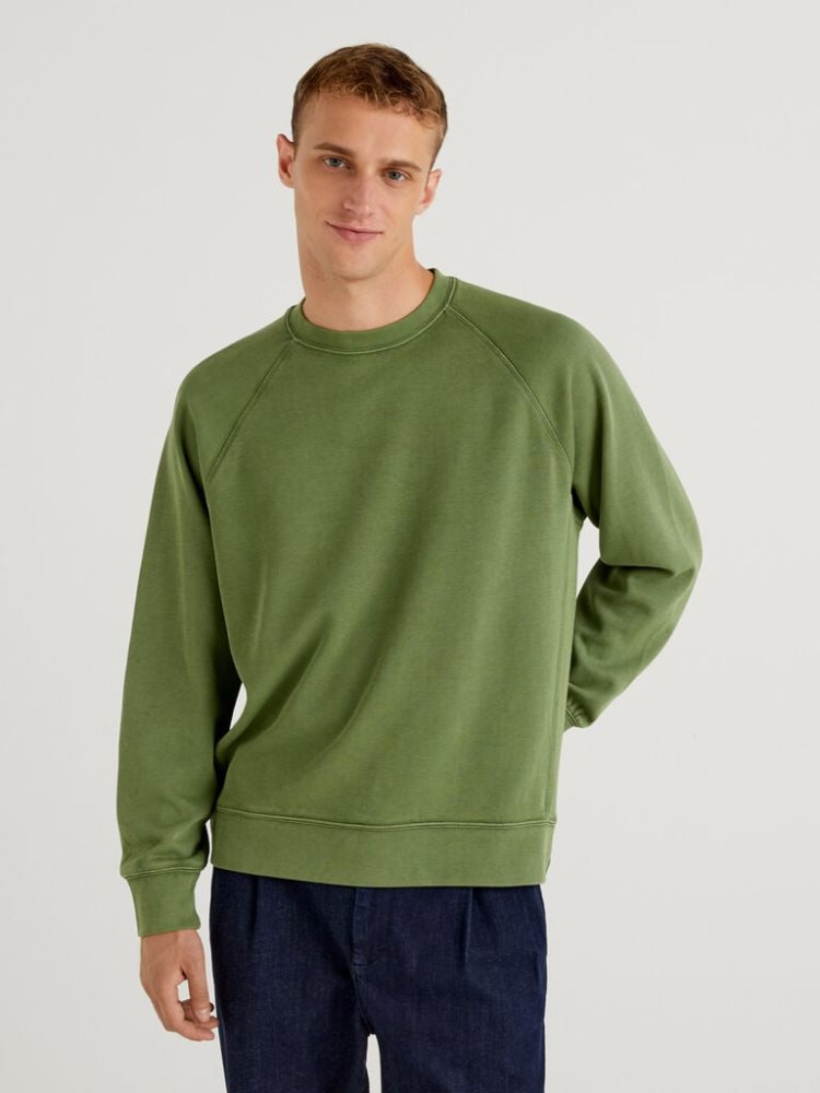 Benetton Lichtgewicht 100% Katoenen Sweatshirt Heren Groen | BE622925