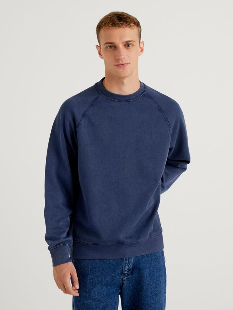 Benetton Lichtgewicht 100% Katoenen Sweatshirt Heren Donkerblauw | BE704328