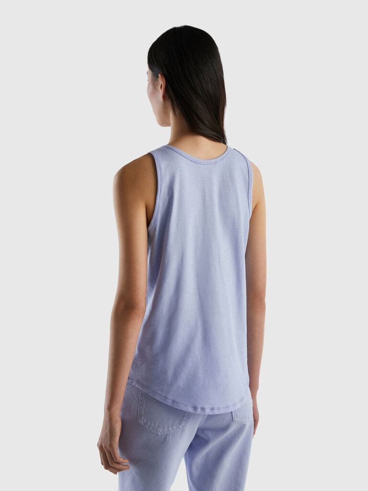 Benetton Lichtgewicht Katoenen Tanktop Dames Lavendel | BE502925