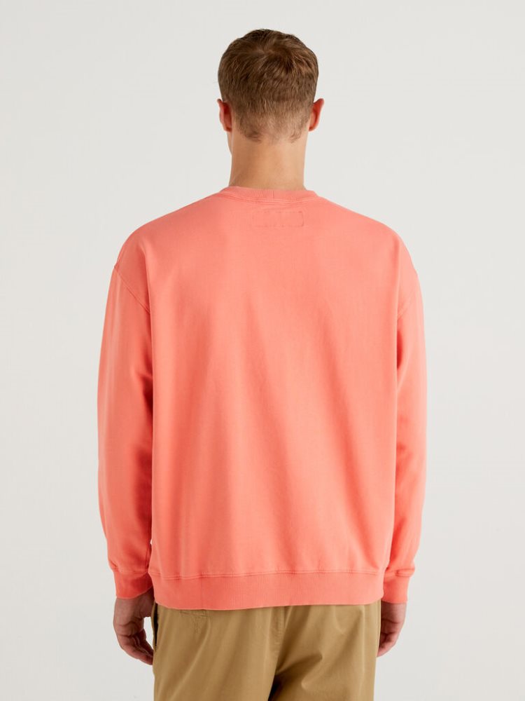 Benetton Lichtgewicht Organic Katoenen Sweatshirt Heren Peach | BE026221