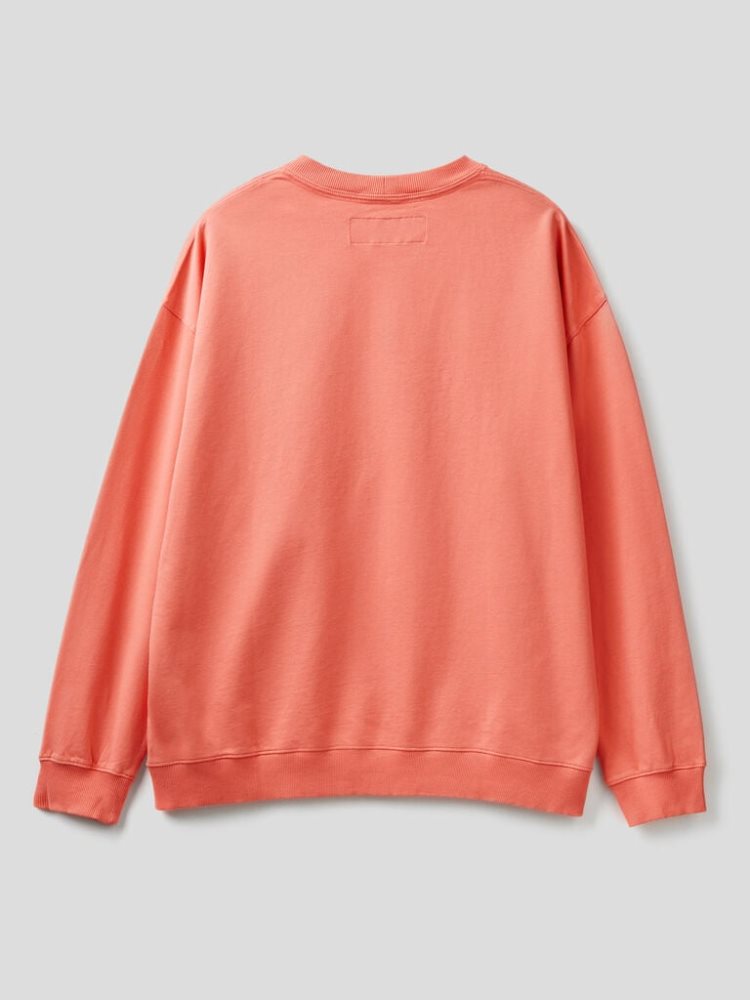 Benetton Lichtgewicht Organic Katoenen Sweatshirt Heren Peach | BE026221