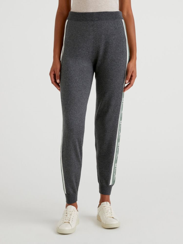 Benetton Logo Bands Joggingbroek Dames Donkergrijs | BE761402