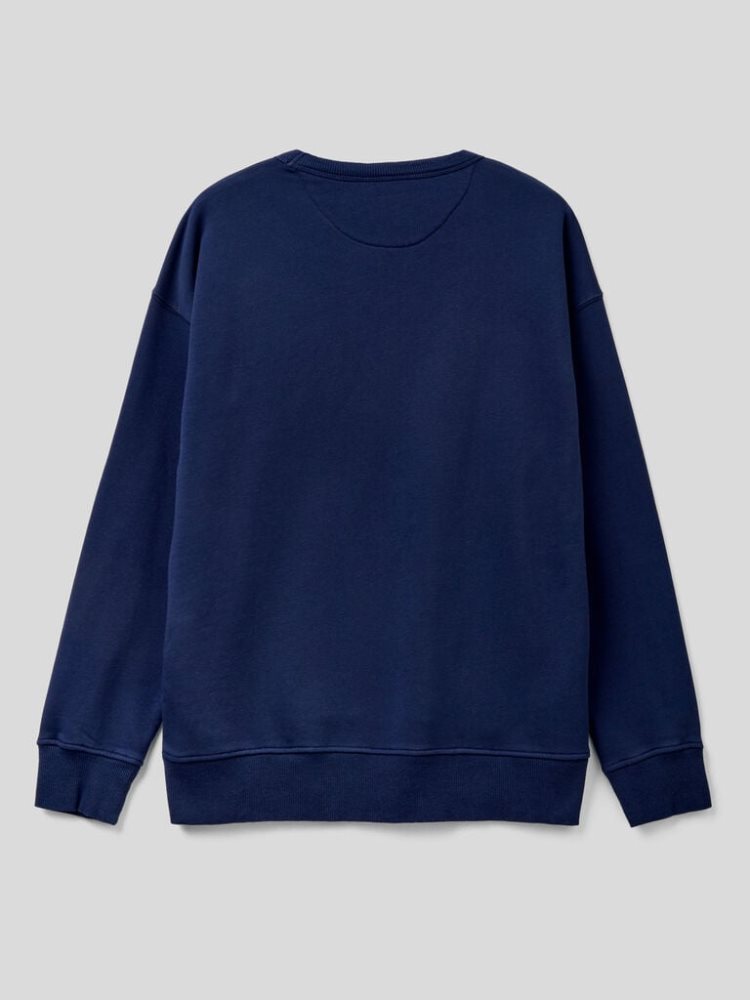 Benetton Logo Embroidery Sweatshirt Heren Blauw | BE686070