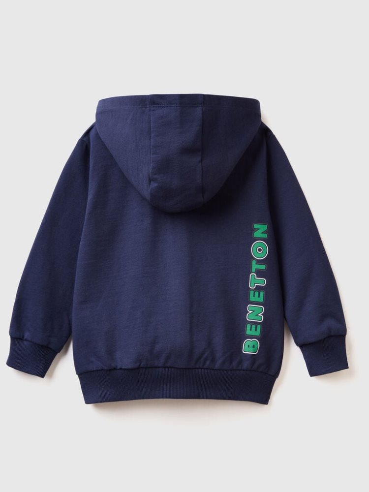 Benetton Logo Hoodie Kinderen Donkerblauw | BE675141