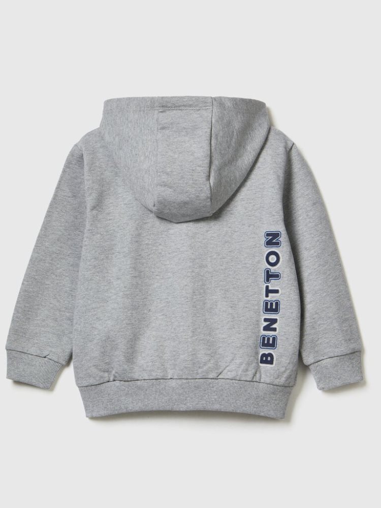 Benetton Logo Hoodie Kinderen Lichtgrijs | BE470482