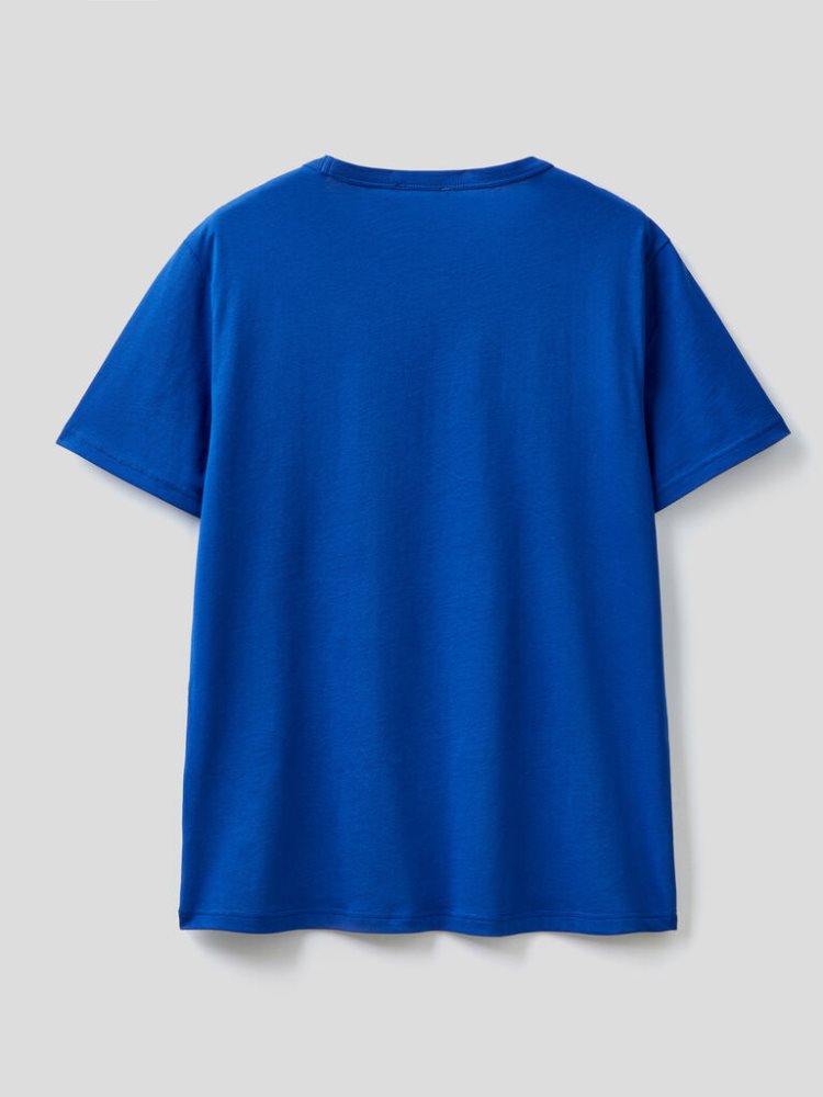 Benetton Logo Print Short Sleeve T-shirts Heren Blauw | BE477983