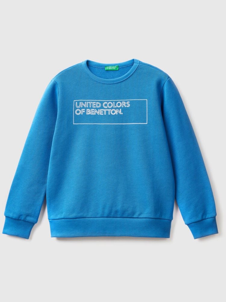 Benetton Logo Print Sweatshirt Kinderen Blauw | BE771835