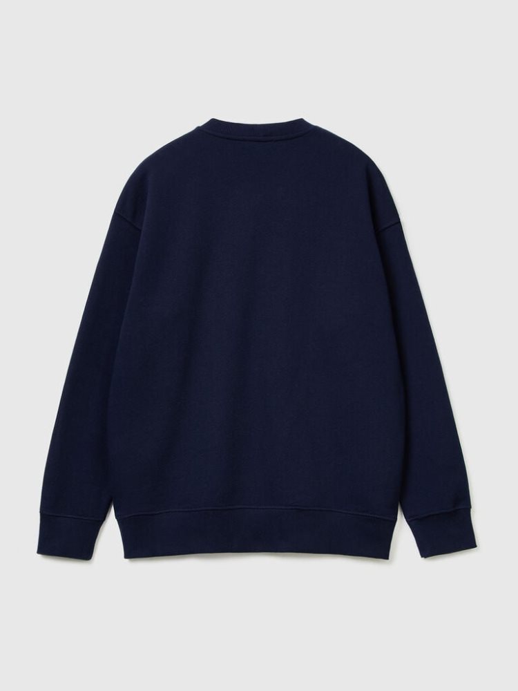 Benetton Logoed 100% Katoenen Sweatshirt Heren Donkerblauw | BE157065