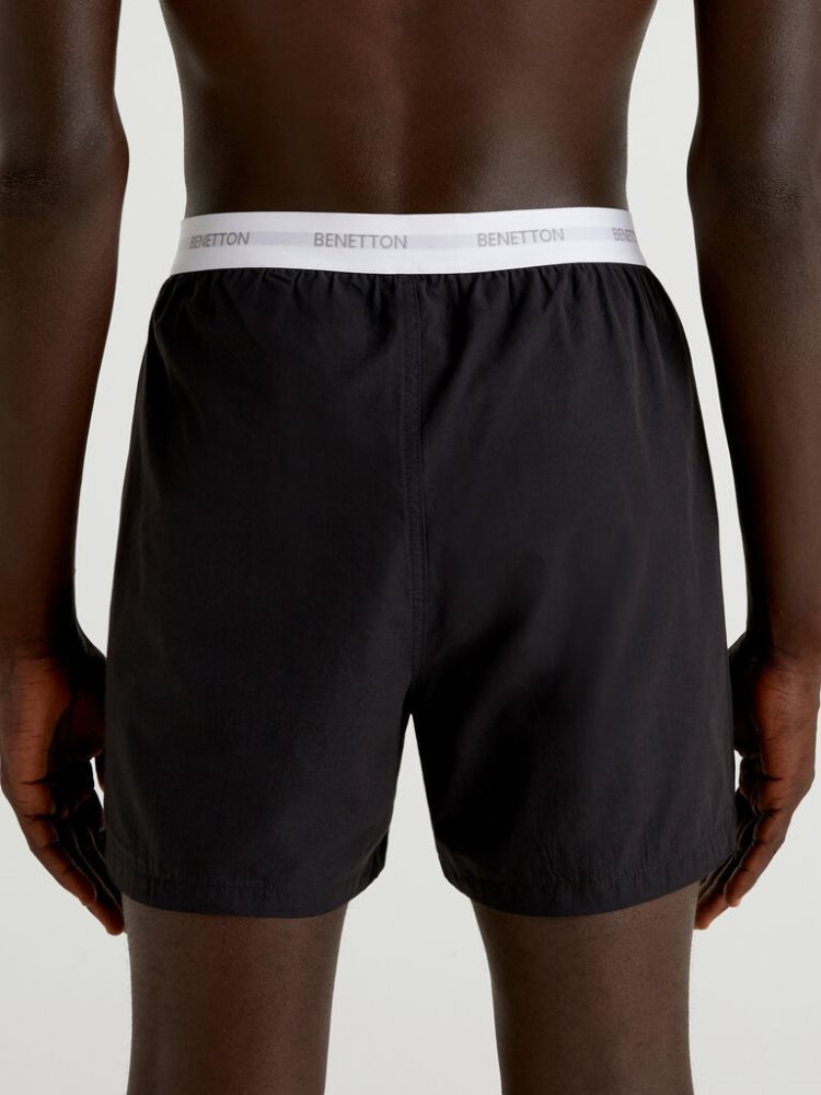 Benetton Logoed Elastic Boxers Heren Zwart | BE621439