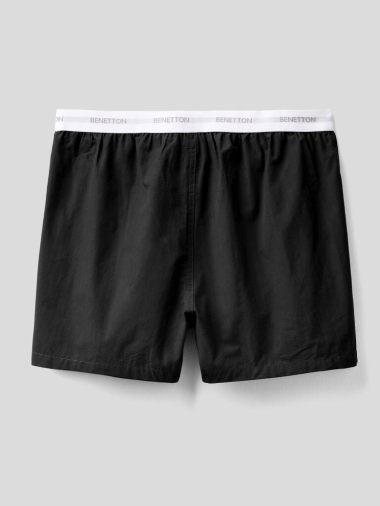 Benetton Logoed Elastic Boxers Heren Zwart | BE621439