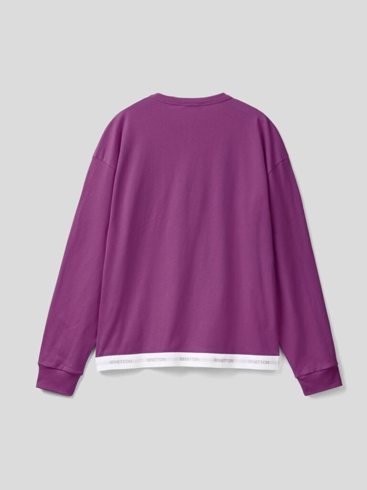 Benetton Logoed Elastic Sweatshirt Heren Paars | BE703550