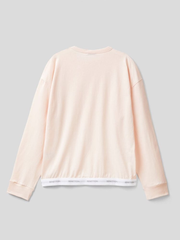 Benetton Logoed Elastic Sweatshirt Heren Roze | BE989038