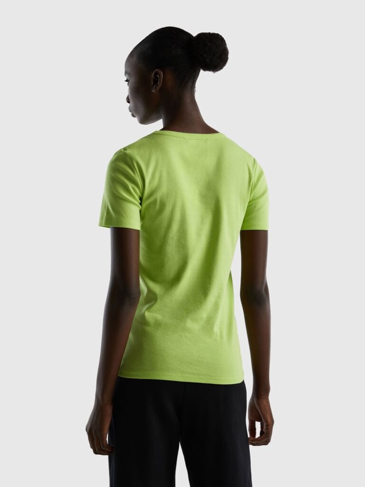 Benetton Long Fiber Katoenen Short Sleeve T-shirts Dames Groen | BE099957