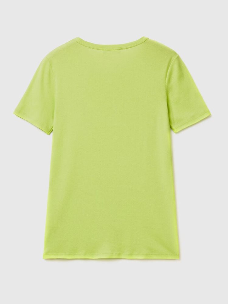 Benetton Long Fiber Katoenen Short Sleeve T-shirts Dames Groen | BE099957