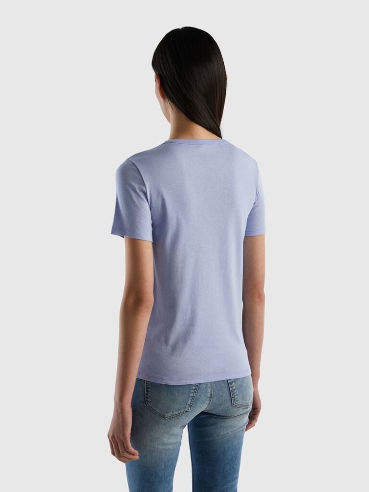 Benetton Long Fiber Katoenen Short Sleeve T-shirts Dames Lavendel | BE289475