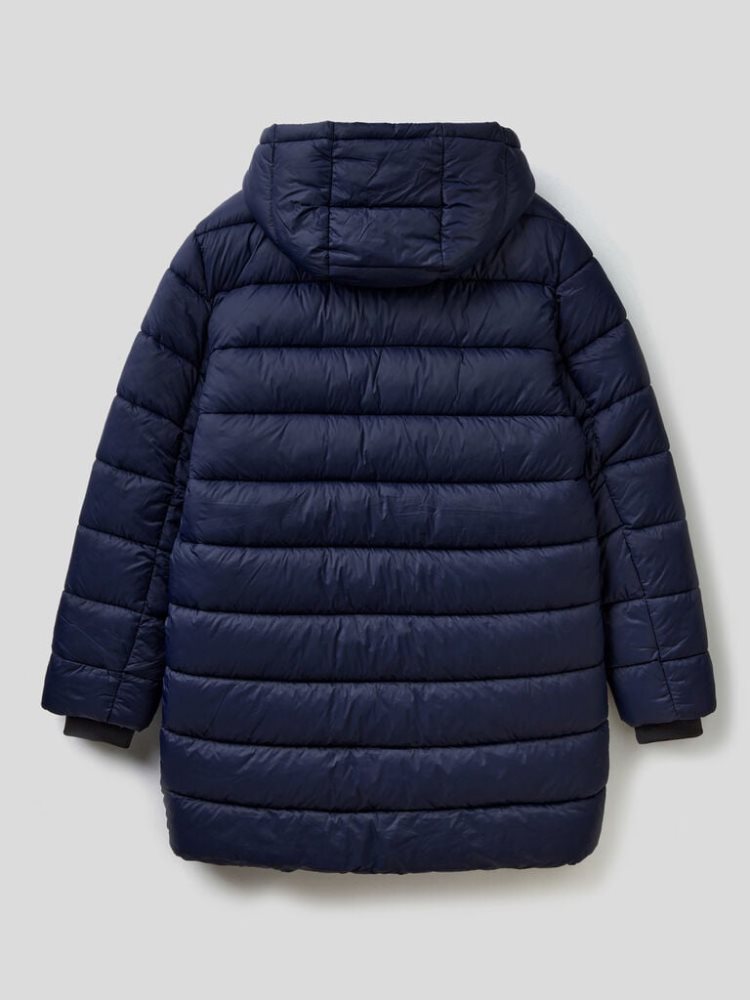 Benetton Long Gewatteerd Recycled Nylon Puffer Jackets Heren Donkerblauw | BE534114