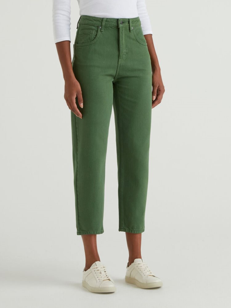 Benetton Long Mom Fit Broek Dames Groen | BE273441