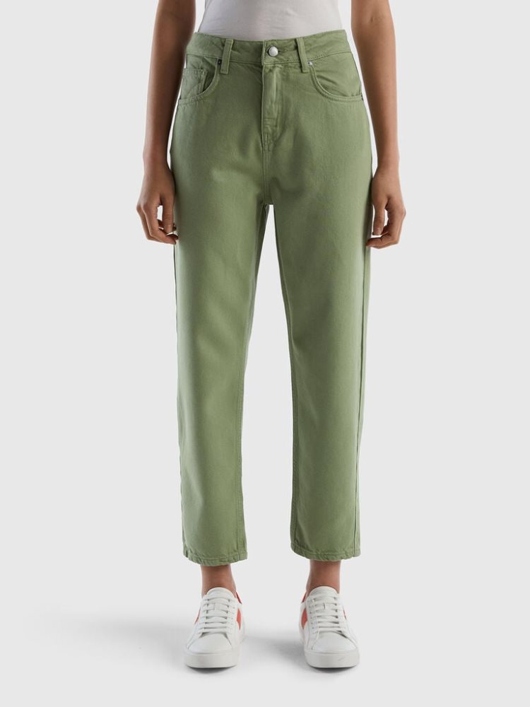 Benetton Long Mom Fit Broek Dames Groen | BE559571