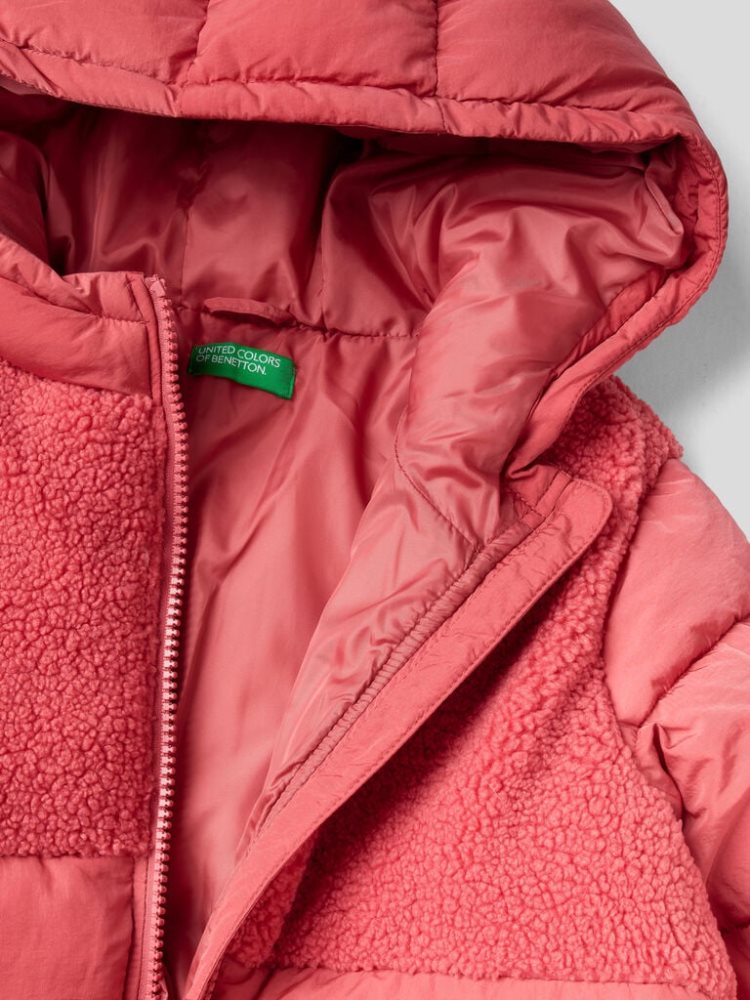 Benetton Long Nylon And Fur Padded Jackets Kinderen Strawberry | BE120861