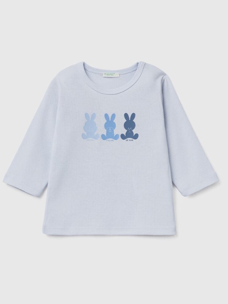 Benetton Long Sleeve 100% Organic Katoenen T-shirts Kinderen Blauw | BE809345