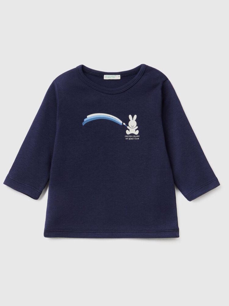 Benetton Long Sleeve 100% Organic Katoenen T-shirts Kinderen Donkerblauw | BE918025