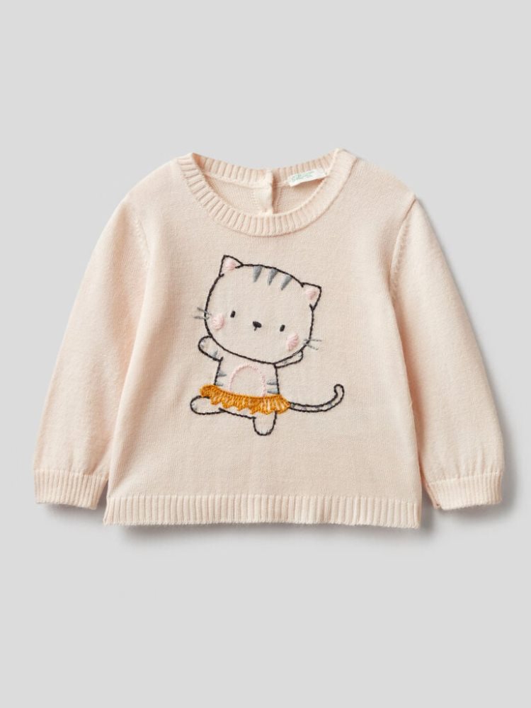 Benetton Long Sleeve Embroidery Overhemd Kinderen Wit | BE756713