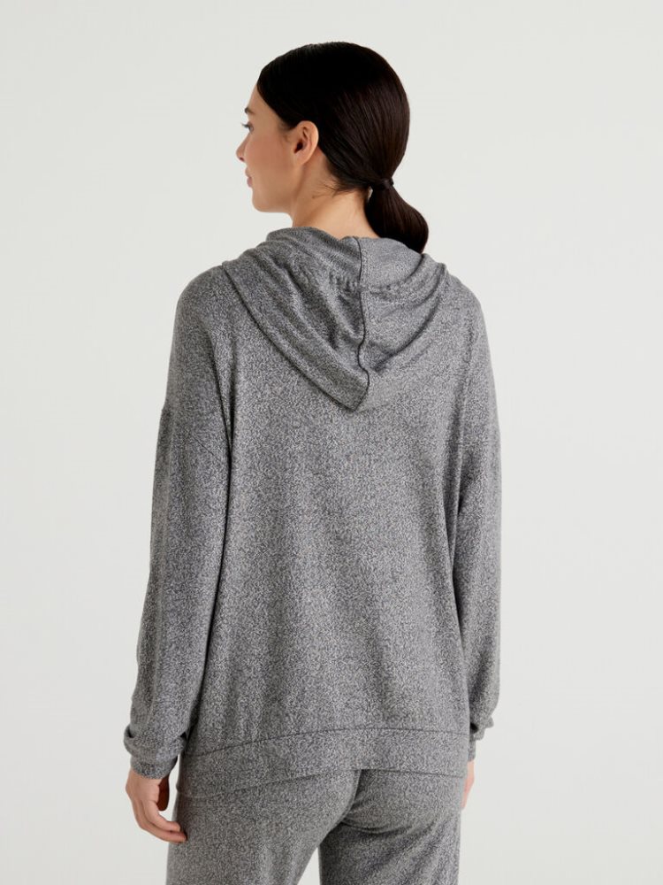 Benetton Long Sleeve Hood T-shirts Dames Zilver | BE156284