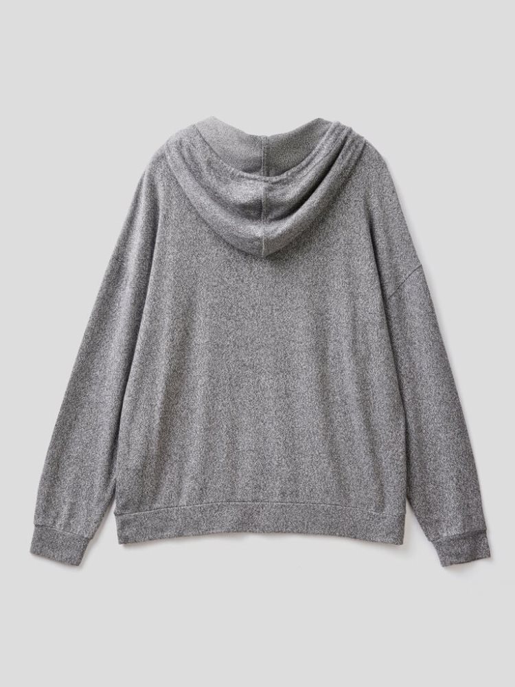 Benetton Long Sleeve Hood T-shirts Dames Zilver | BE156284