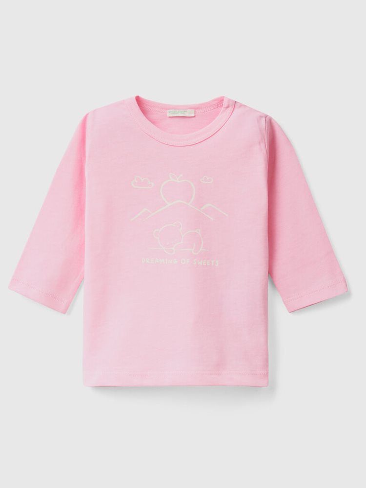 Benetton Long Sleeve Organic Katoenen T-shirts Kinderen Roze | BE683036