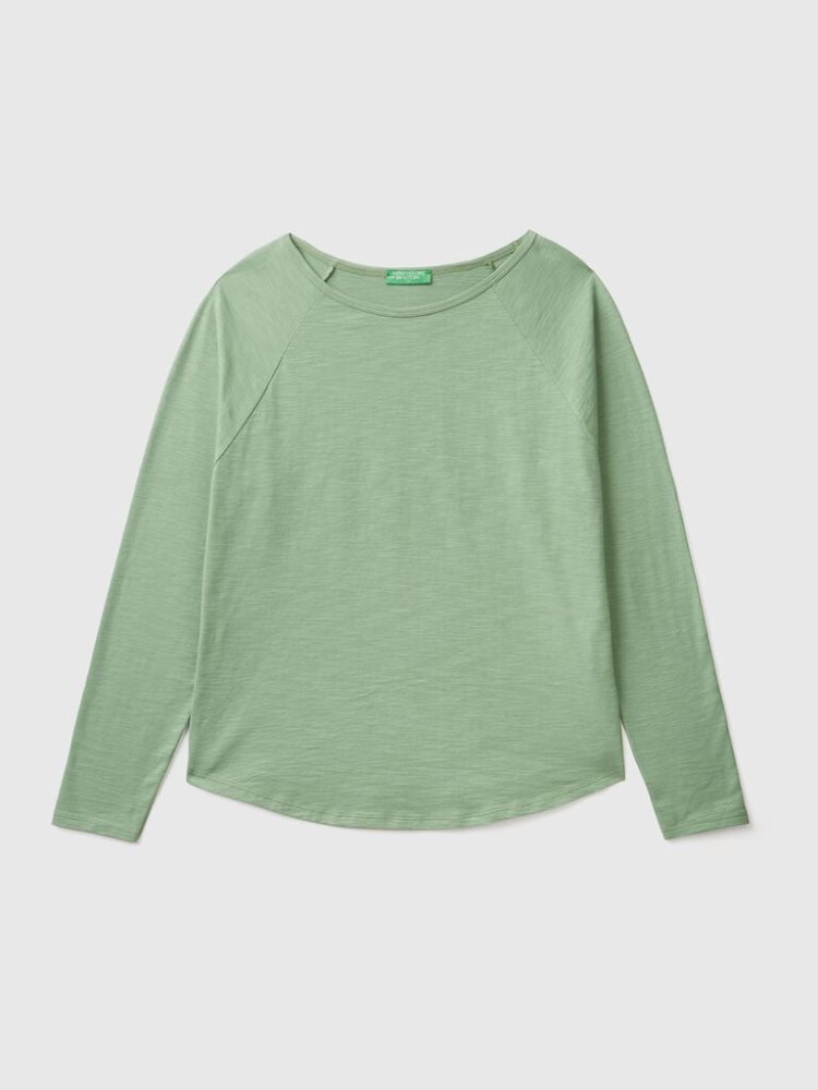 Benetton Long Sleeve Pure Katoenen T-shirts Dames Groen | BE406498