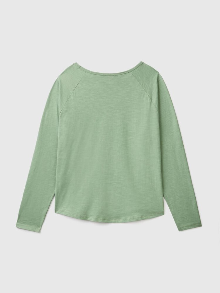 Benetton Long Sleeve Pure Katoenen T-shirts Dames Groen | BE406498