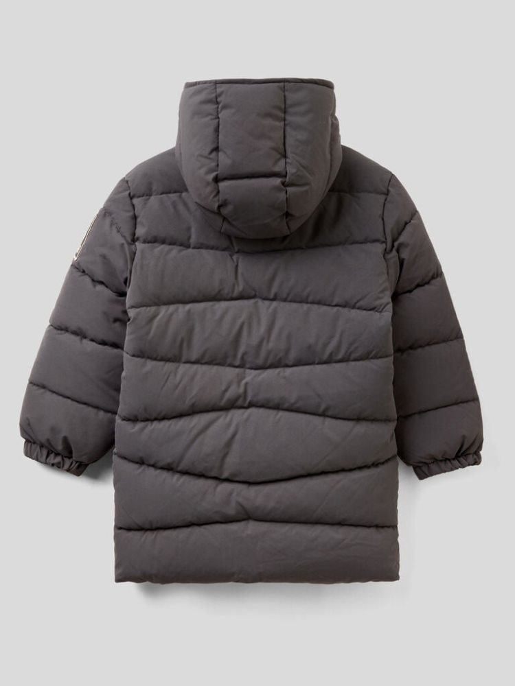 Benetton Longline Hood Padded Jackets Kinderen Donkergrijs | BE362974