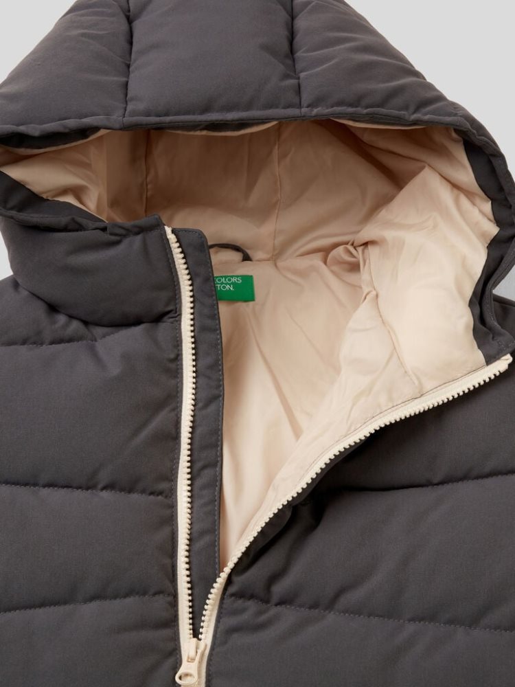 Benetton Longline Hood Padded Jackets Kinderen Donkergrijs | BE362974