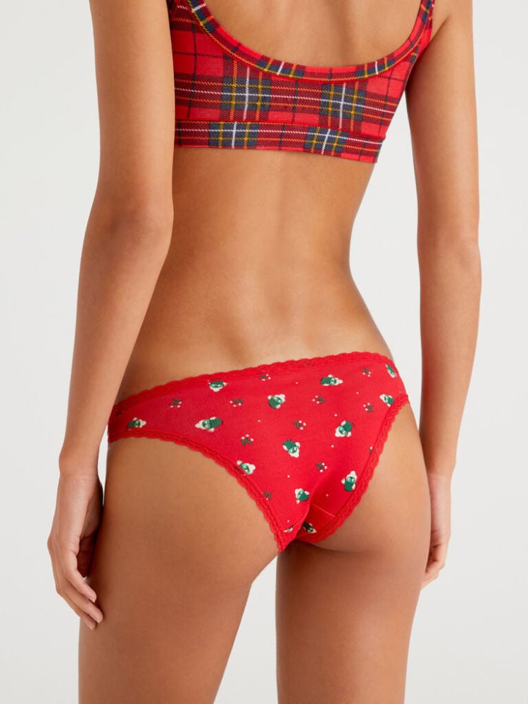 Benetton Low-waisted Owl Print Knickers Dames Rood | BE160867