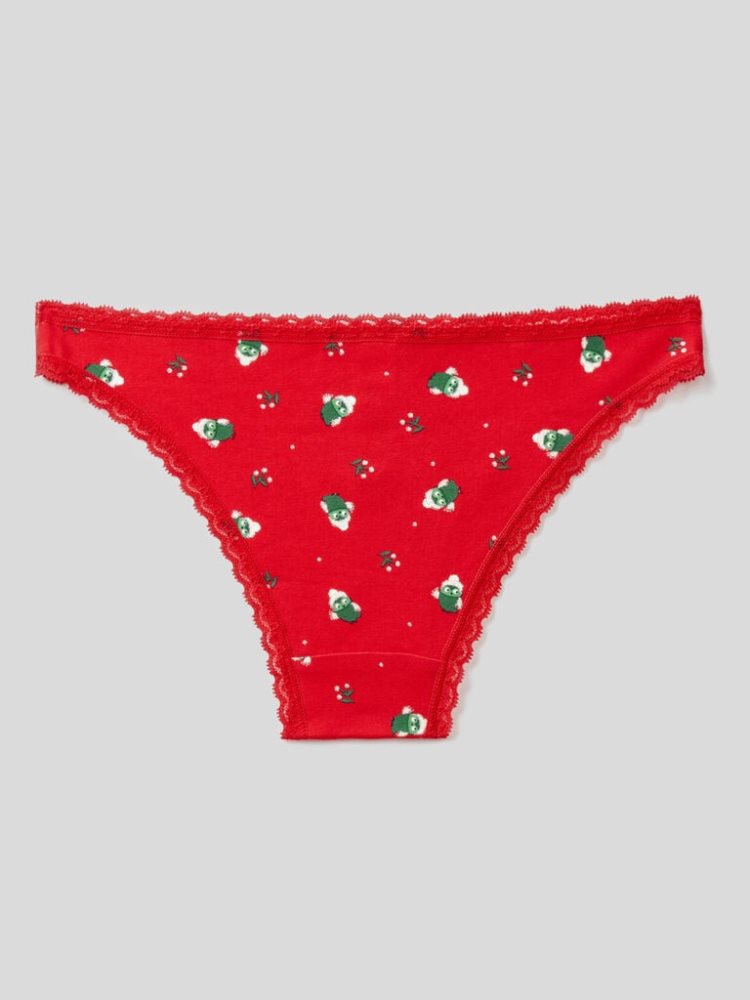 Benetton Low-waisted Owl Print Knickers Dames Rood | BE160867