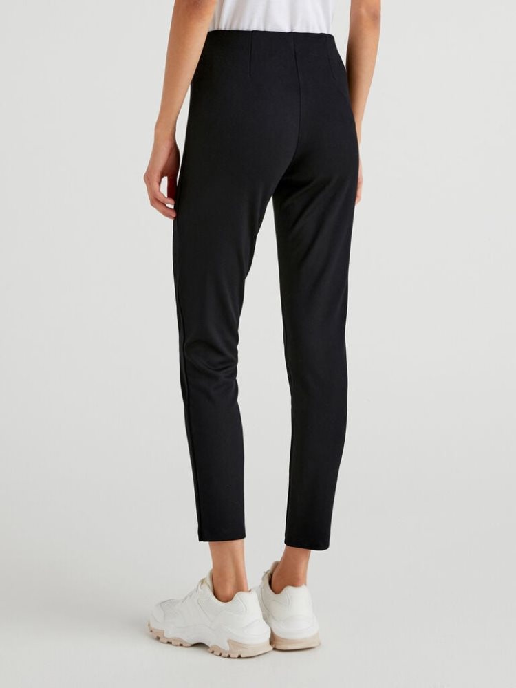 Benetton Mager Fit Broek Dames Zwart | BE772369