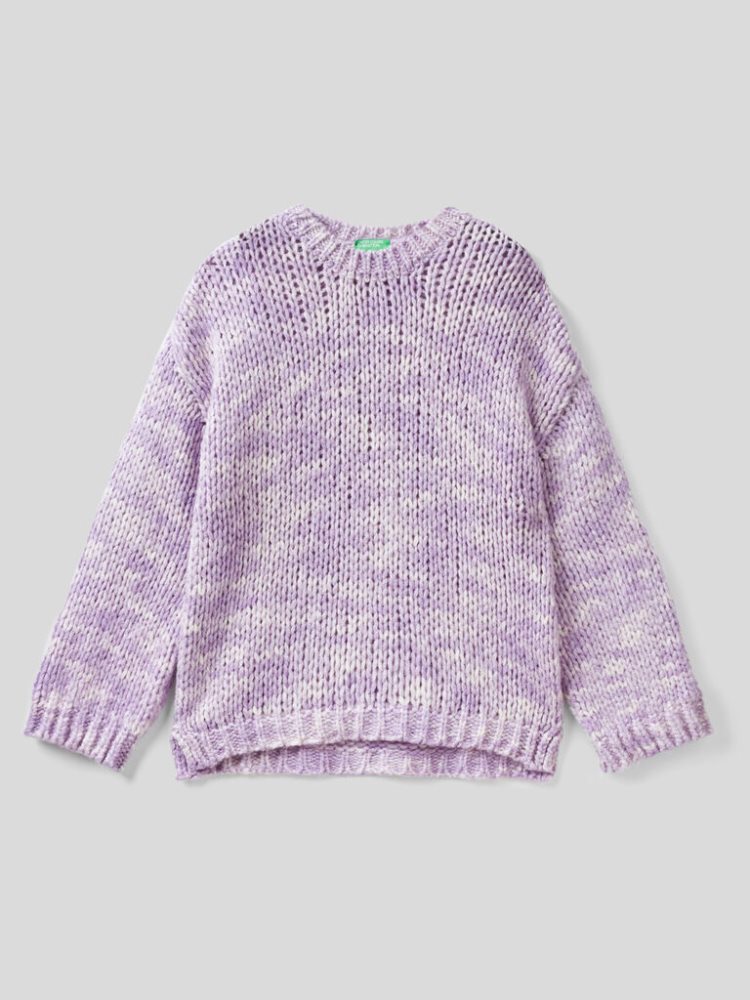 Benetton Maxi Wol Blend Oversized Sweaters Dames Lilac | BE098744