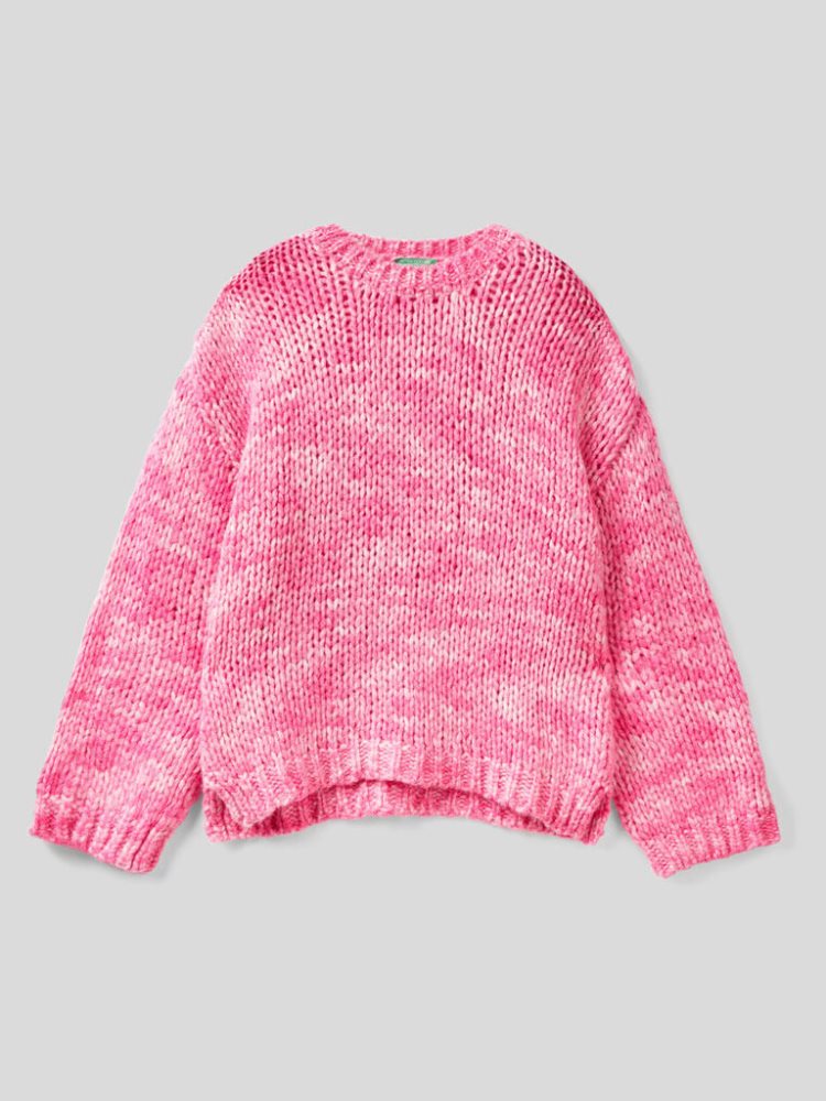 Benetton Maxi Wol Blend Oversized Sweaters Dames Roze | BE397679