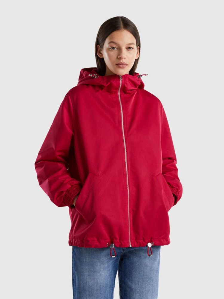 Benetton Met Capuchon Raincoat Jassen Dames Fuchsie | BE505749