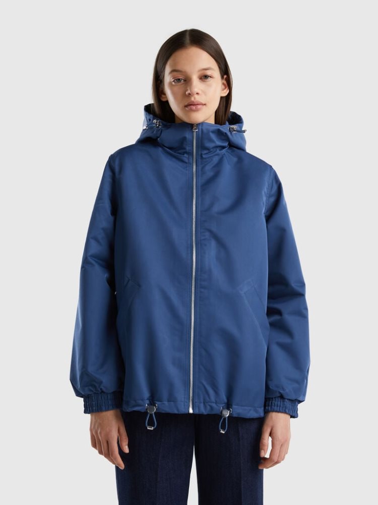 Benetton Met Capuchon Raincoat Jassen Dames Blauw | BE978182