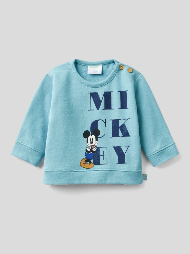 Benetton Mickey & Friends 100% Katoenen Sweatshirt Kinderen Lichtblauw | BE865336