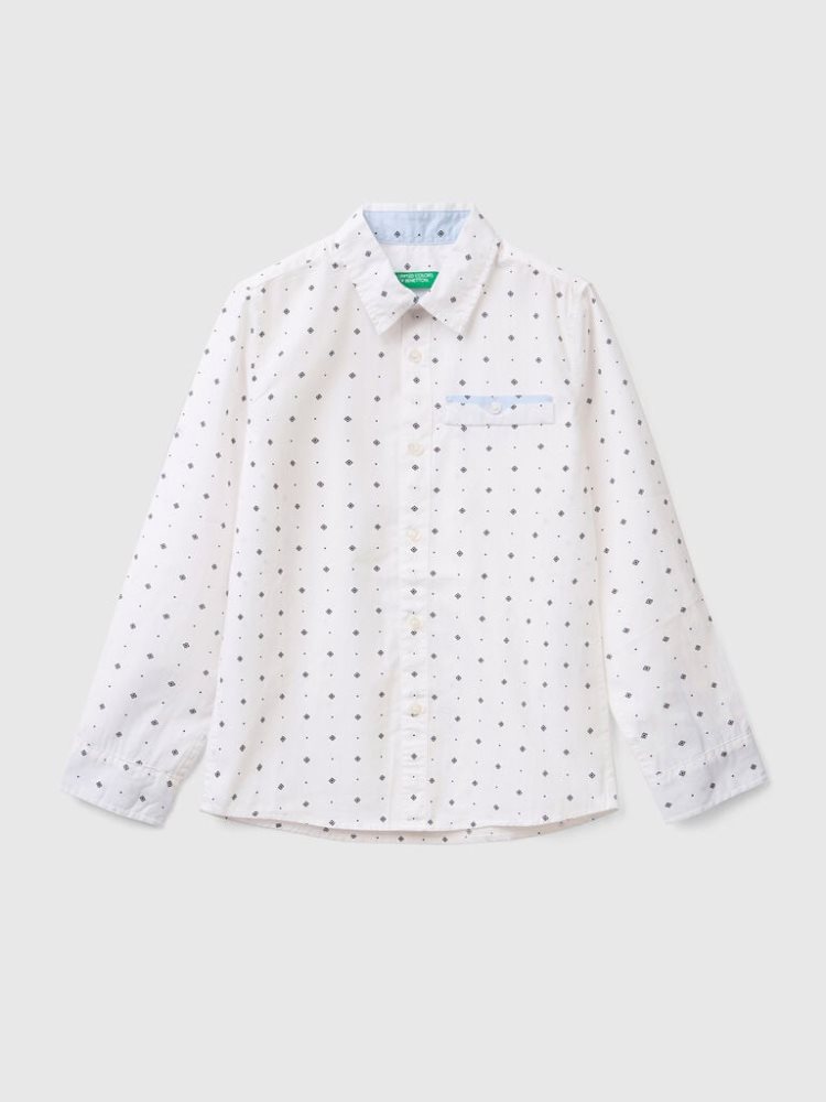 Benetton Micro Patterned Overhemd Kinderen Wit | BE608845