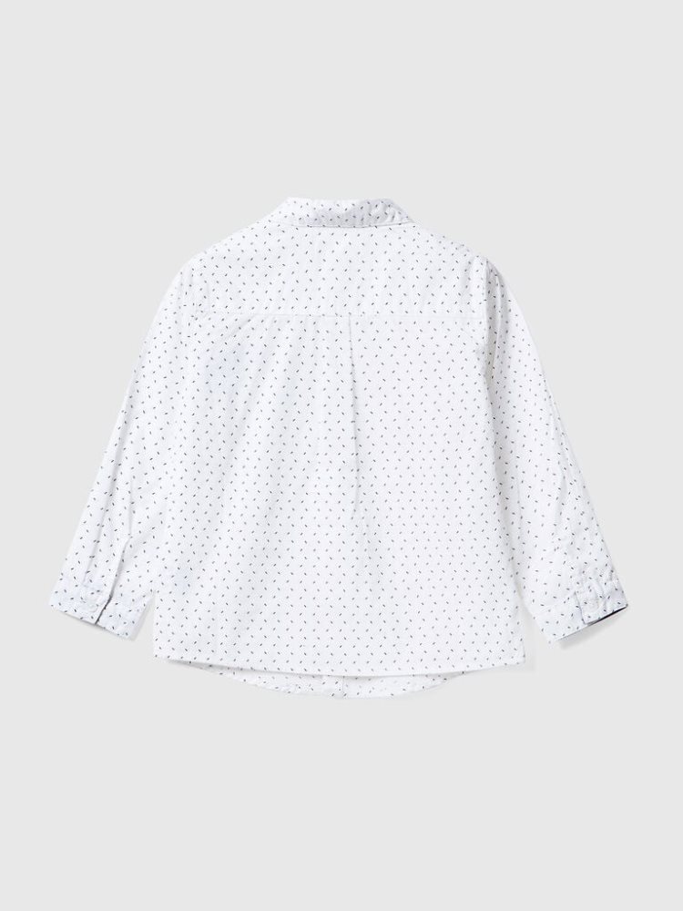 Benetton Micro Patterned Pocket Overhemd Kinderen Wit | BE658830