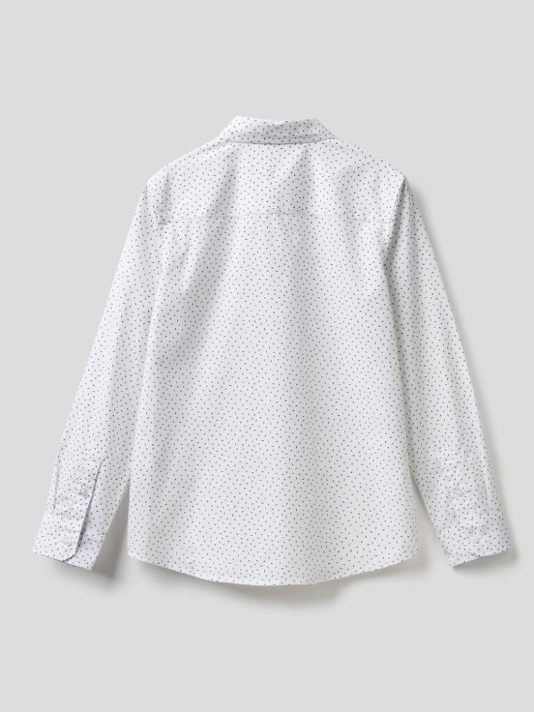 Benetton Micro Patterned Pocket Overhemd Kinderen Wit | BE946853